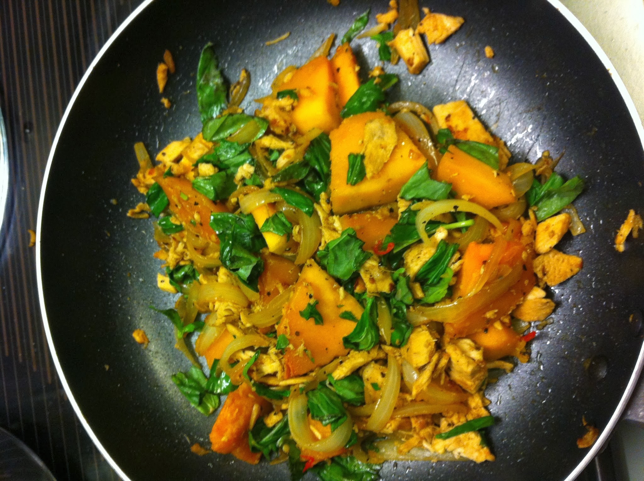 Pumpkin, Chicken and Basil Stir Fry